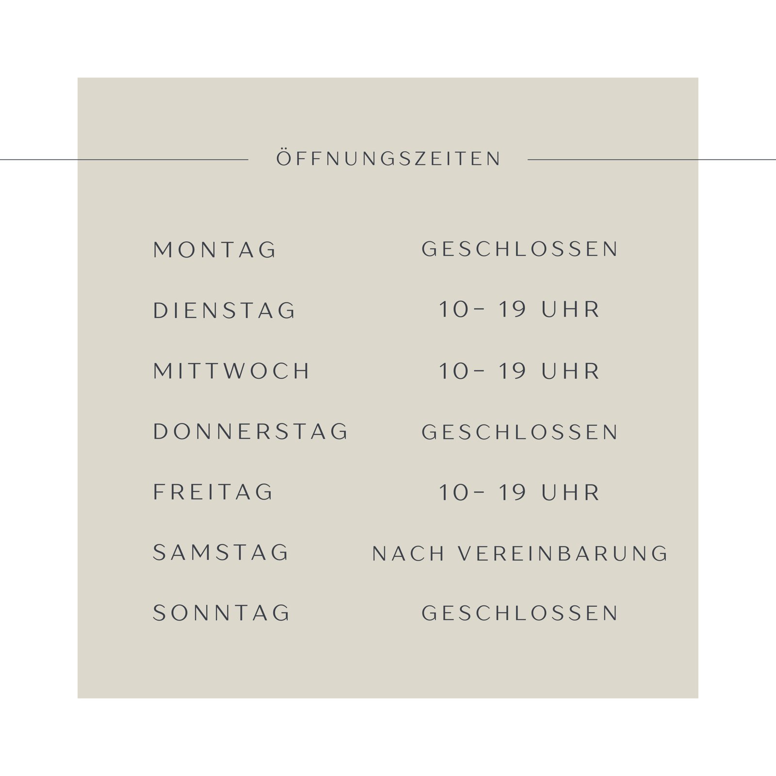 Öffnunghszeiten